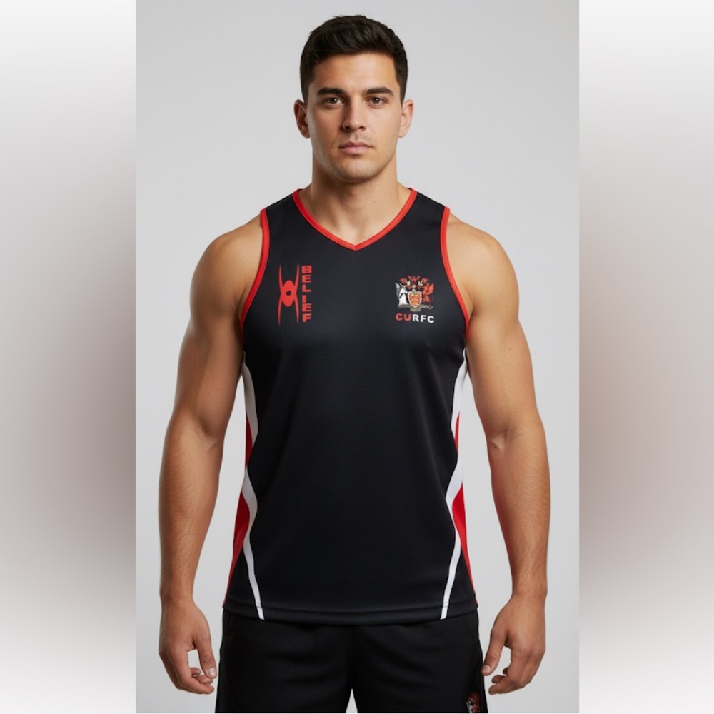 Belief Sports CURFC UNIVERSITY Vintage jersey from Wales Black and Red size XL